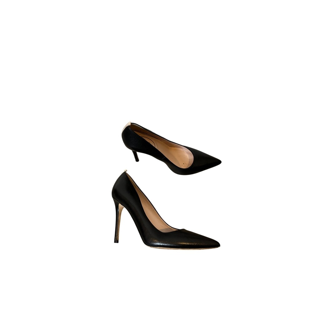 SJP Sarah Jessica Parker Fawn‎ Black Leather Pointed Toe Pumps Heels 37.5